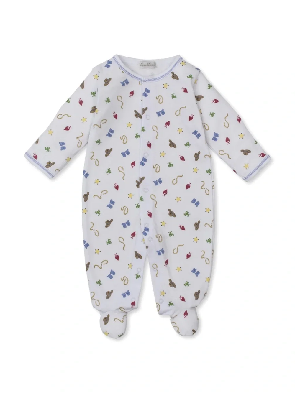 Kissy Kissy Baby Boy Pima Cotton Western Cowboy Footie Pajamas, White – One Size